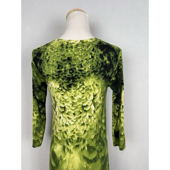 Samantha Sung Floral Midi Dress Size 8 Green Abstract Art to Wear Colorful - Picture 8 of 12